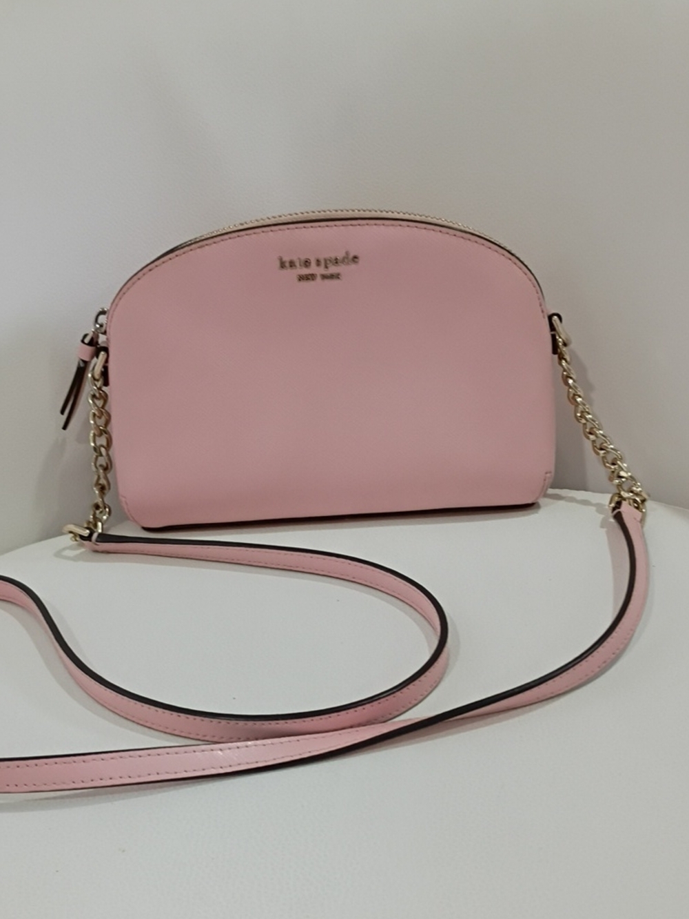 kate spade New York Blush Pink Cameron Street Leather Crossbody with Gold Chain